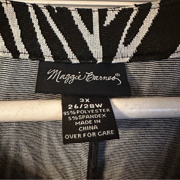 Maggie Barnes Blazer Black & White Zebra Print 3/4 Sleeve Glam Edgy 80s 3X - Picture 4 of 10